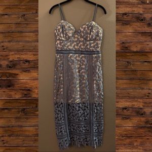 Hannah Blue Lace Midi Dress